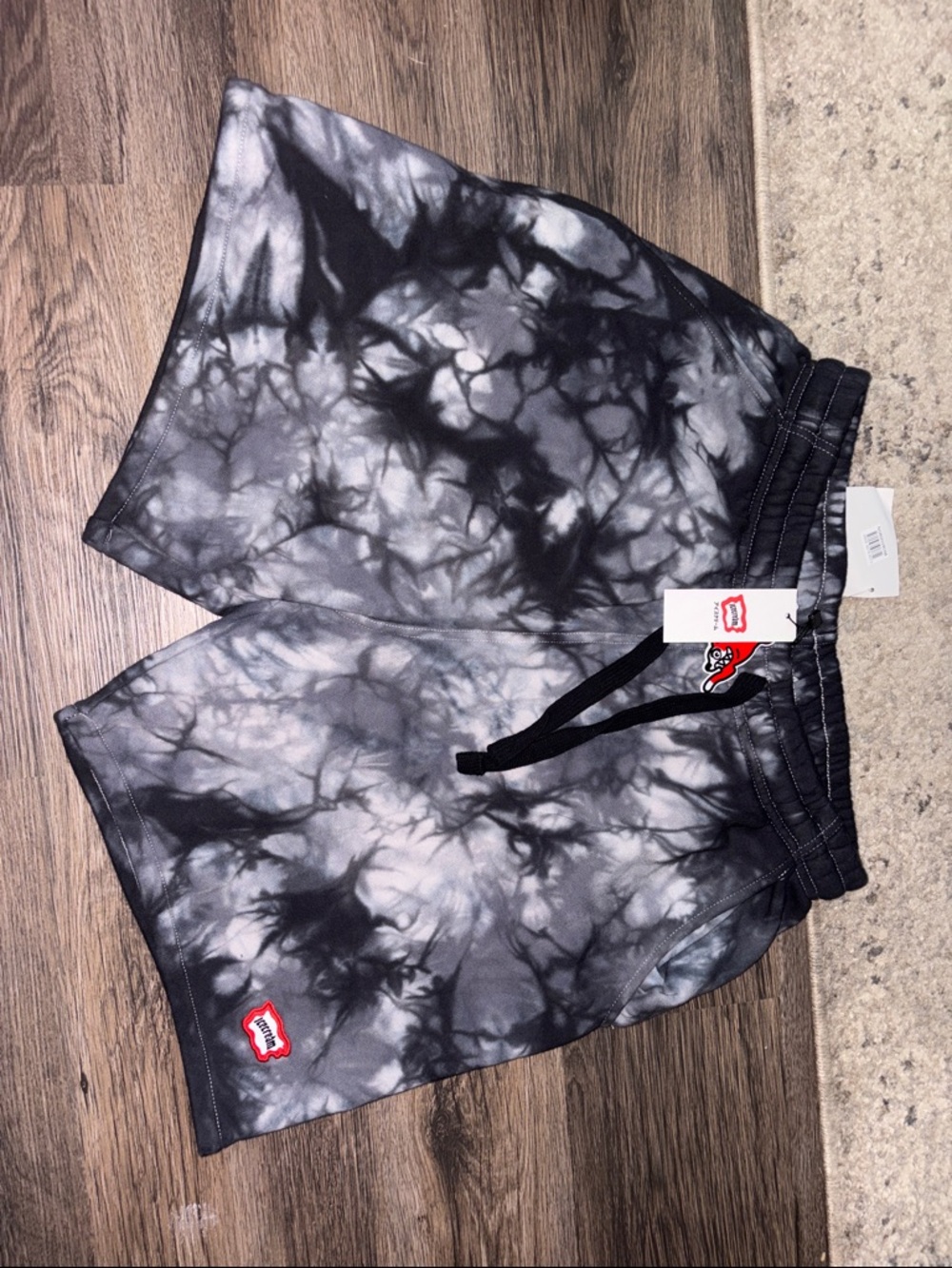 Men's Athletic Tie-Dye Grey Black Performance Shorts